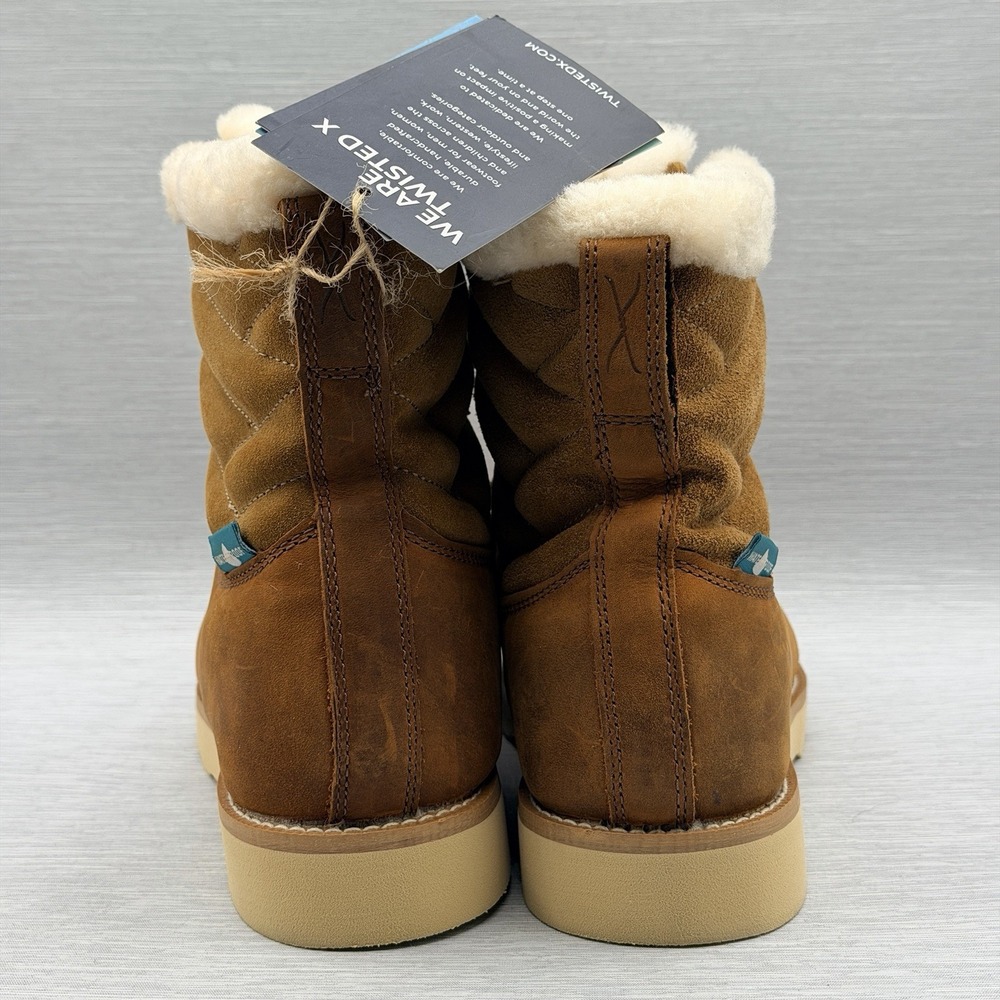 Twisted X Women's 9 M Waterproof Boots Brown Suede Shearling Wedge Sole WCAW001 - Picture 5 of 15